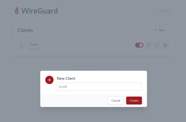 Добавляем клиента в WireGuard GUI